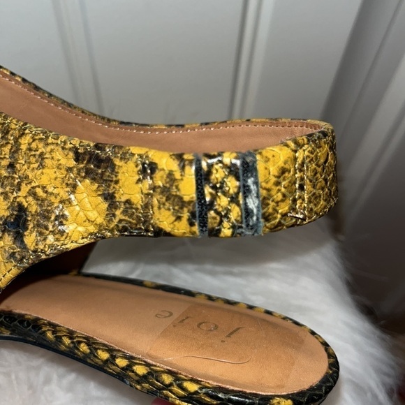 JOIE Rines mustard yellow/ black snakeskin print slingback pointed heel sz 38.5 - Picture 12 of 14